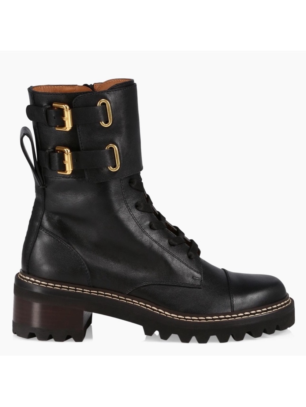 See by Chloe Mallory Buckle-Cuff Moto Combat Boots